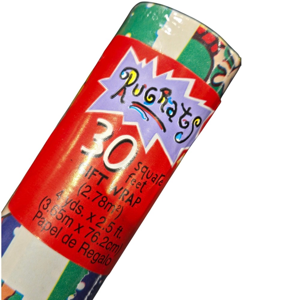 Vintage 1999 Rugrats Christmas Gift Wrap Nickelodeon Klasky Csupo 30 Sq Ft NOS